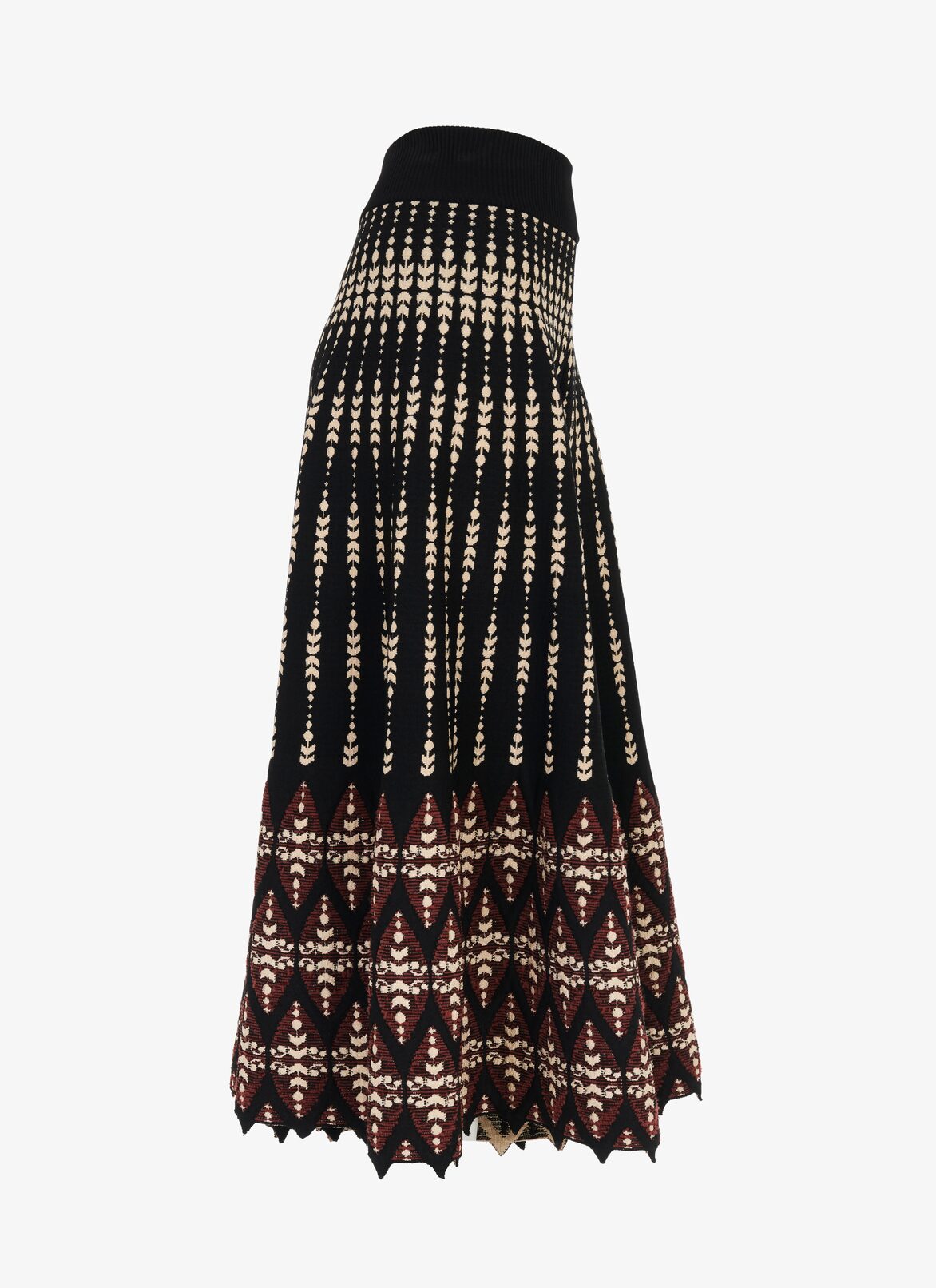 Jacquard knit culottes ALAÏA BLACK/GARNET JACQUARD KNIT CULOTTES